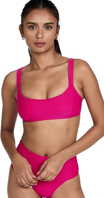 NWOTD L*Space D Jess Eco Chic Ribbed Pink Bikini Swim Top 132539
