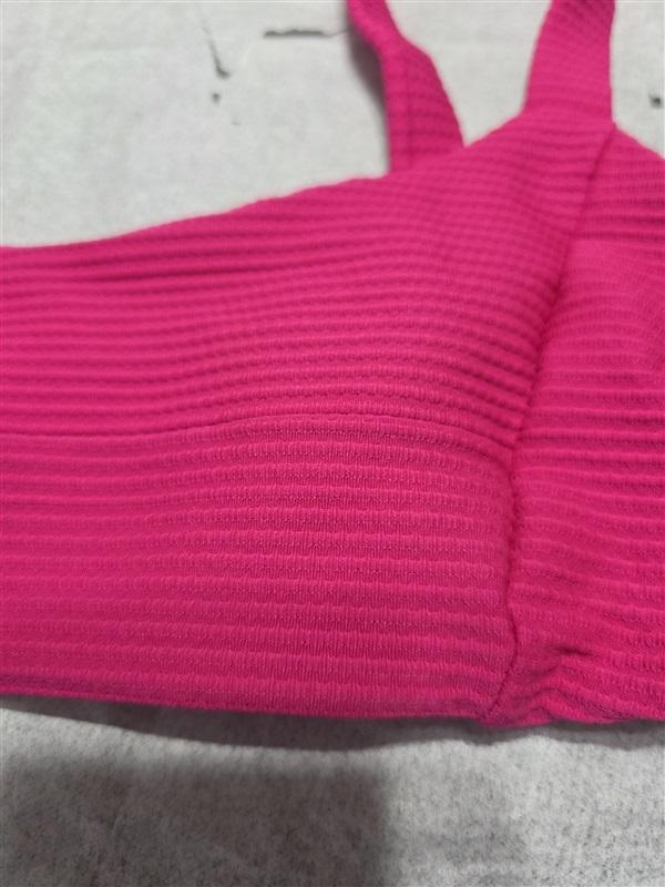NWOTD L*Space D Jess Eco Chic Ribbed Pink Bikini Swim Top 132539