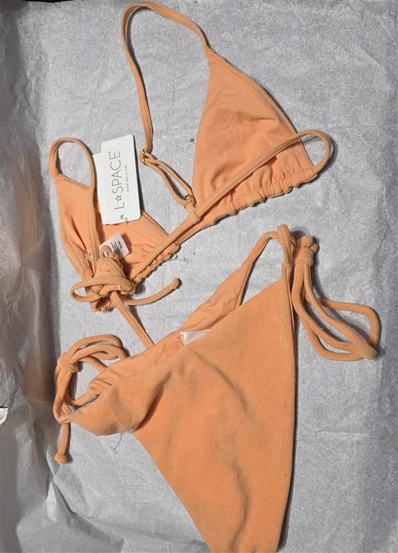 NWT L*Space M Lennox Tangy Orange Top & Tie Side Bikini Bottom 132542