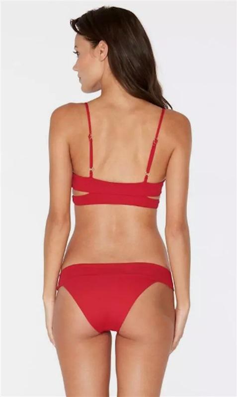 NWT L*Space Large Red Ribbed Veronica Bikini Bottom Swimwear 132545