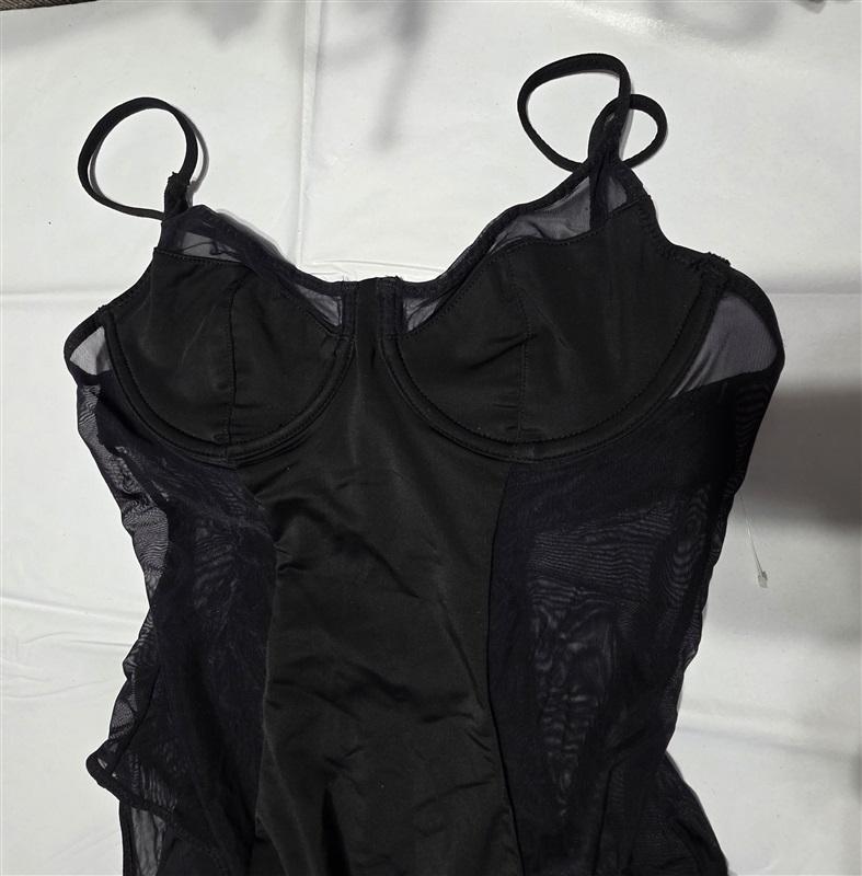 NWTD Solid & Striped S Anthropologie Spencer Mesh 1PC Swimsuit Black 132550