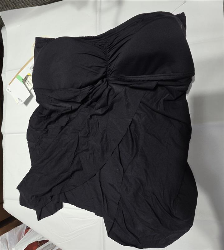 NWT Coco Reef 34D 10 Contours Clarity Bra-Sized Bandeau Tankini Top Black 132551