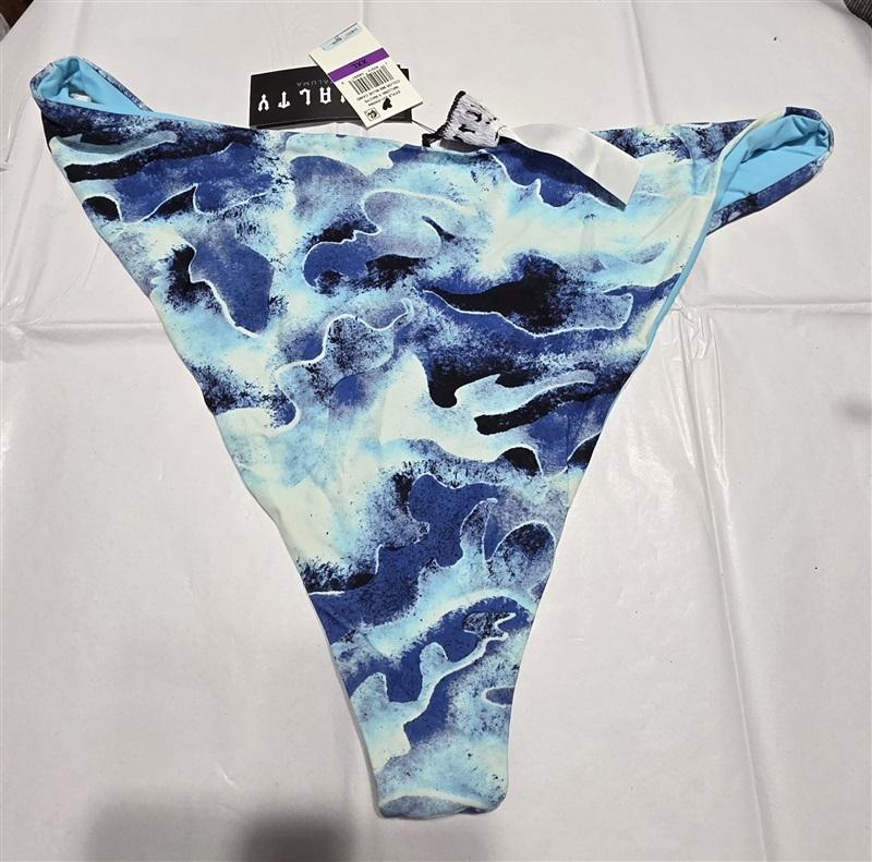 NWT Royalty By Maluma XXL Cheeky Reversible Bikini Swim Bottom Blue Camo 132554