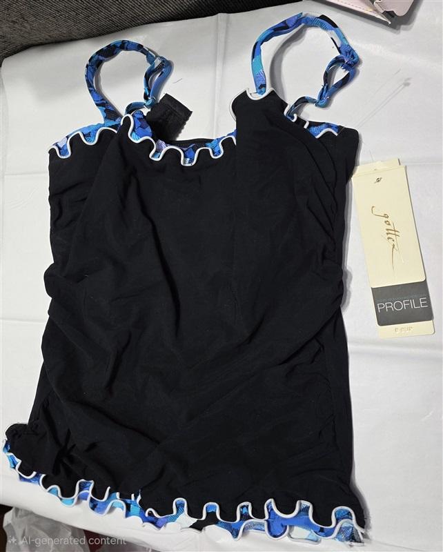 NWT Profile By Gottex Pinwheel 36D Halter Triangle Tankini Swim Top 132557