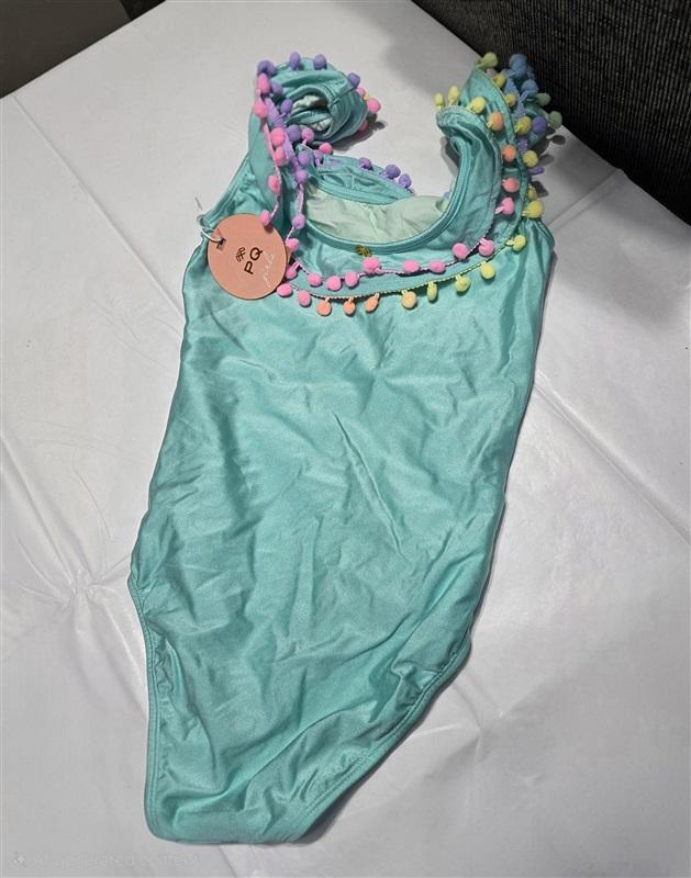 NWOT Pilyq 12 Girls Cotton Candy Pom Pom 1pc Aqua Green 132561