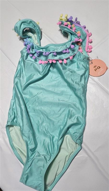 NWOT Pilyq 12 Girls Cotton Candy Pom Pom 1pc Aqua Green 132561