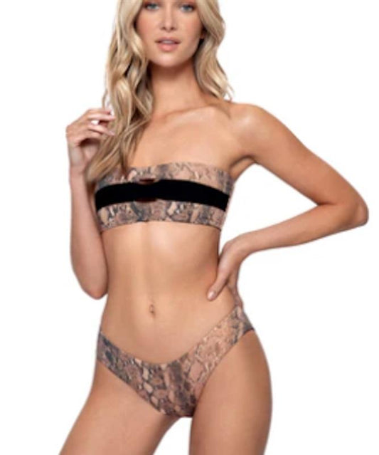 NWT Pilyq PQ S KAA Snake Reversible High Cut Teeny Bottom Bikini Swim 132566