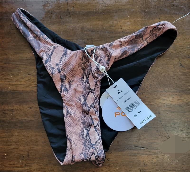 NWT Pilyq PQ S KAA Snake Reversible High Cut Teeny Bottom Bikini Swim 132566
