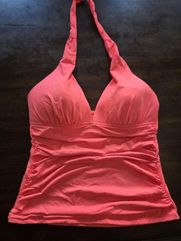 NWT La Blanca 4 Island Goddess Halter Tankini Top Swimsuit Top Orange 132567