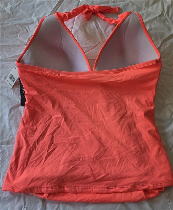NWT La Blanca 4 Island Goddess Halter Tankini Top Swimsuit Top Orange 132567