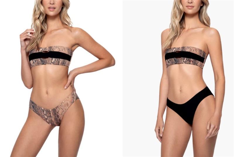NWT Pilyq PQ M KAA Snake Reversible High Cut Full Bottom Bikini Swim 132573