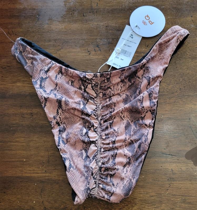 NWT Pilyq PQ M KAA Snake Reversible High Cut Full Bottom Bikini Swim 132573