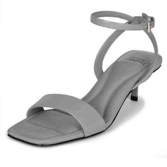 NWOTD Jeffrey Campbell 6.5 Evoke Kitten Heel Ankle Wrap Sandals Gray 132576