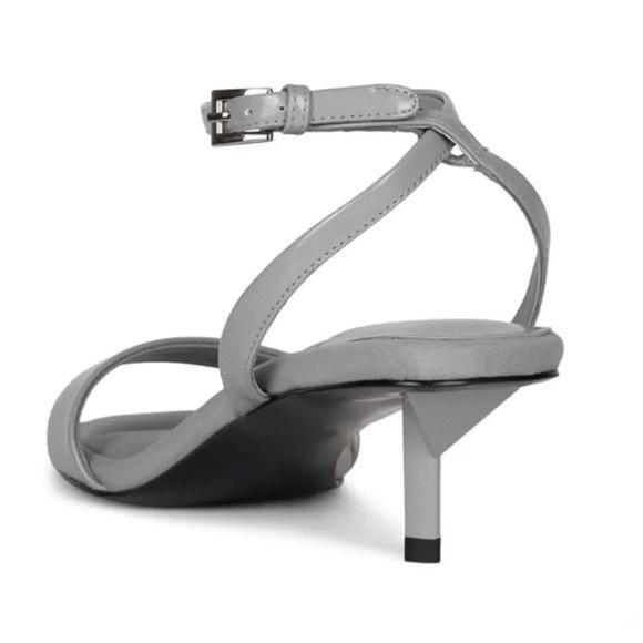 NWOTD Jeffrey Campbell 6.5 Evoke Kitten Heel Ankle Wrap Sandals Gray 132576