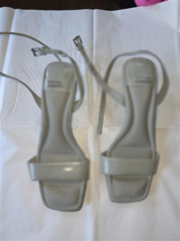 NWOTD Jeffrey Campbell 6.5 Evoke Kitten Heel Ankle Wrap Sandals Gray 132576