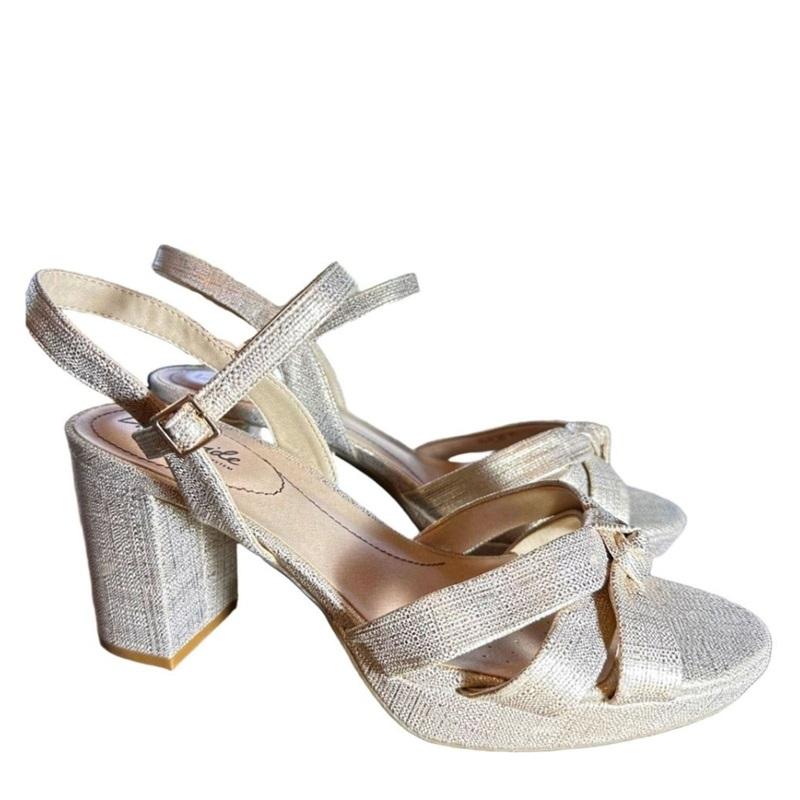 NWOT Life Stride 10 August Square Open Toe Platform Sandals Gold 132578