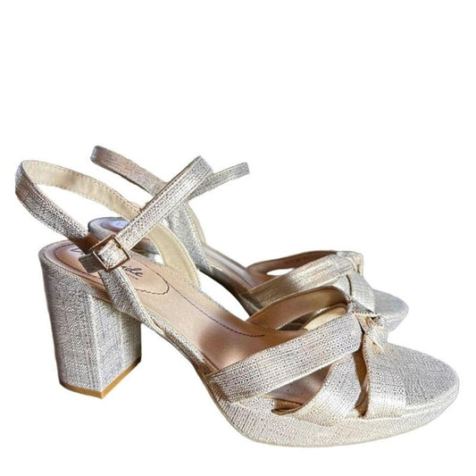 NWOT Life Stride 10 August Square Open Toe Platform Sandals Gold 132578