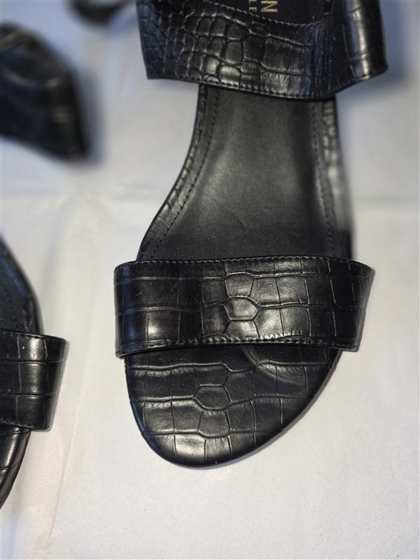 NWOT Kenneth Cole 7.5 Sandals Faux Croc Black Open Toe Slingback Heels 132582