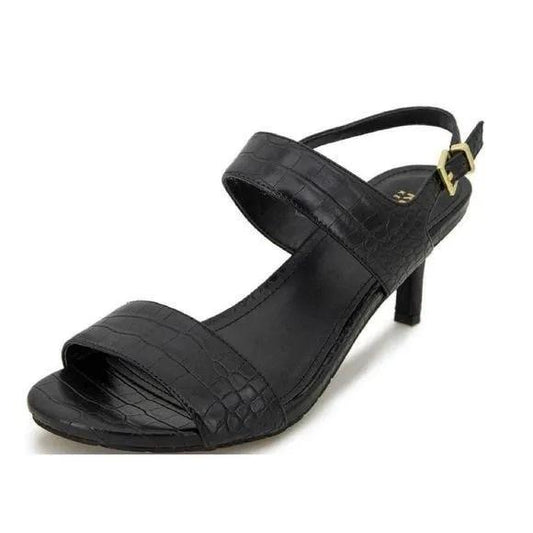 NWOT Kenneth Cole 7.5 Sandals Faux Croc Black Open Toe Slingback Heels 132582