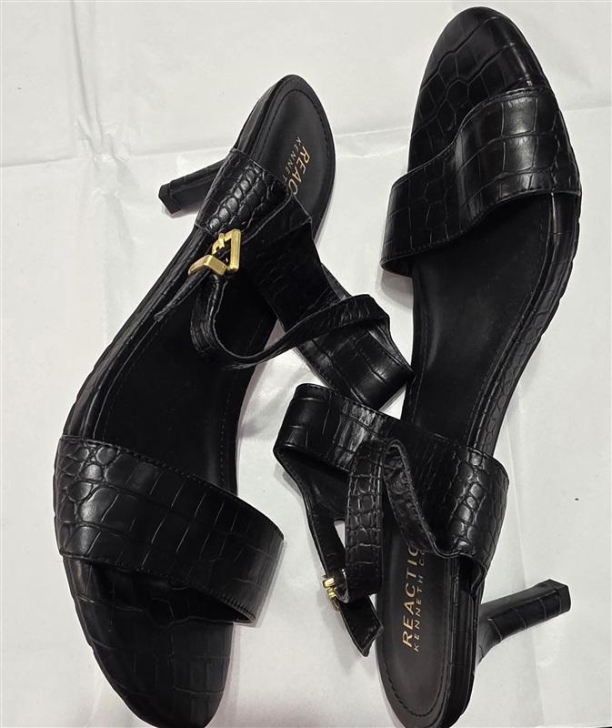 NWOT Kenneth Cole 7.5 Sandals Faux Croc Black Open Toe Slingback Heels 132582