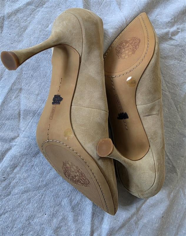 NWOTD Vince Camuto 7.5 Suede Buff Beige Platform Pumps 132595