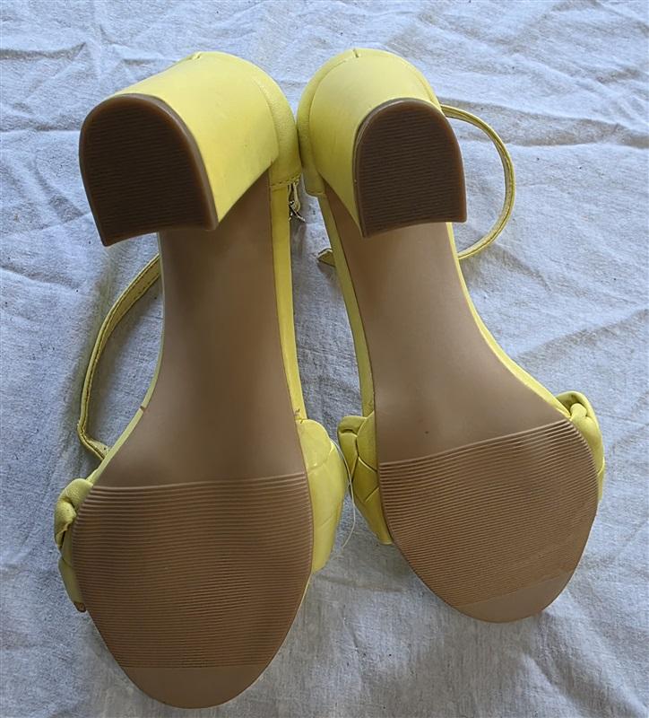 NWOT Madden Girl 6.5 Braided Heeled Sandal Wrap Ankle Yellow 132596