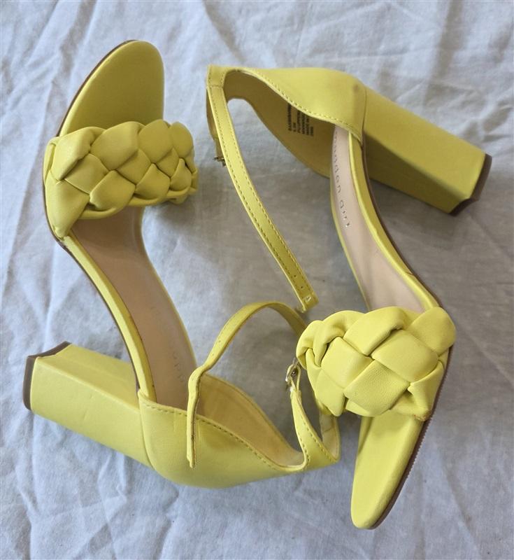 NWOT Madden Girl 6.5 Braided Heeled Sandal Wrap Ankle Yellow 132596