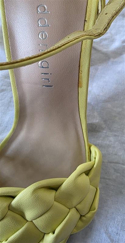 NWOT Madden Girl 6.5 Braided Heeled Sandal Wrap Ankle Yellow 132596