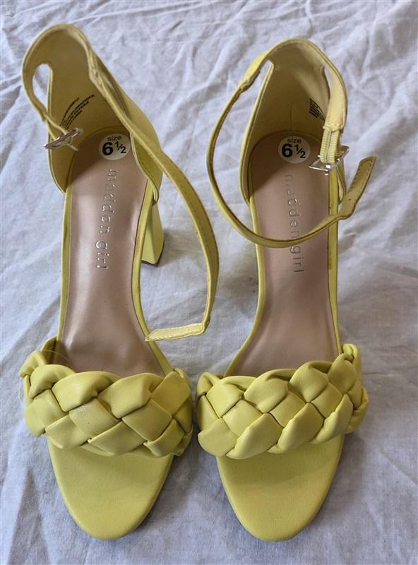 NWOT Madden Girl 6.5 Braided Heeled Sandal Wrap Ankle Yellow 132596