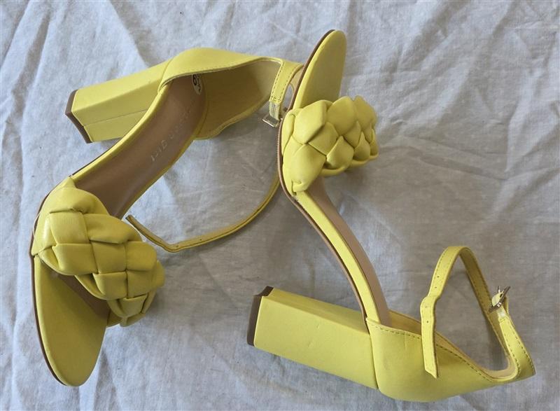 NWOT Madden Girl 6.5 Braided Heeled Sandal Wrap Ankle Yellow 132596