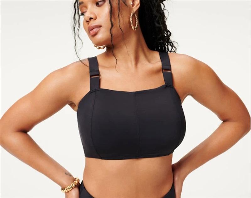 NWOT Good American LG Red Hot Swim CONTOUR TOP Black 132600