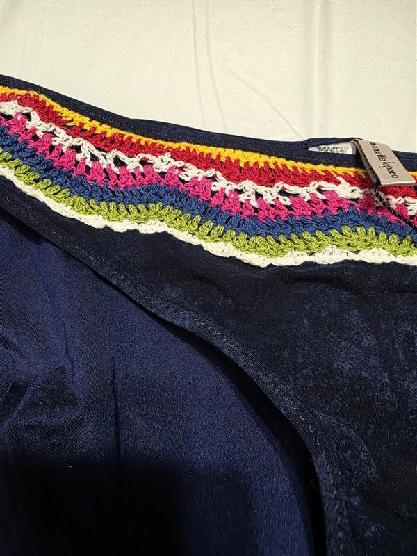 NWT Nanette Lepore L Peace Love Charmer Crochet Trim Bikini Bottoms 132604