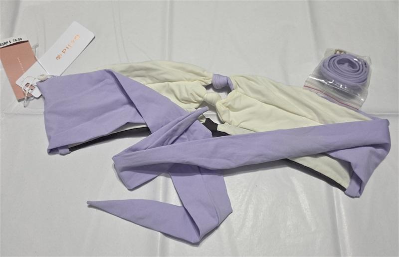 NWT Pilyq Lavender S Knot Colorblock Bandeau Bikini Swim Top 132605