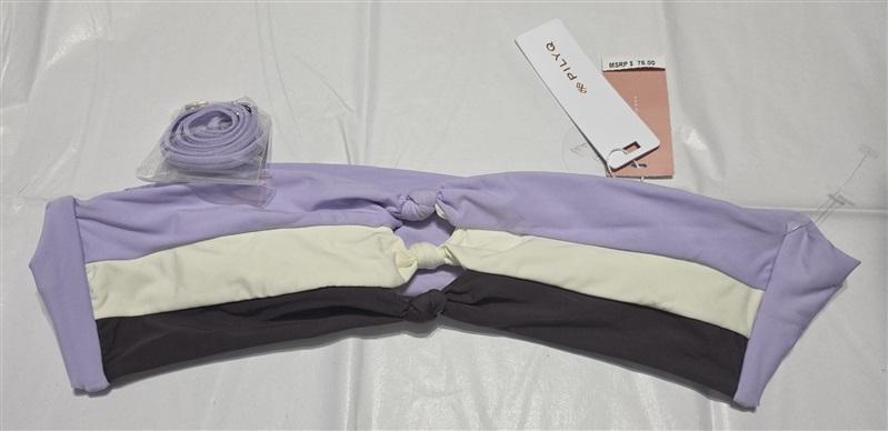 NWT Pilyq Lavender S Knot Colorblock Bandeau Bikini Swim Top 132605