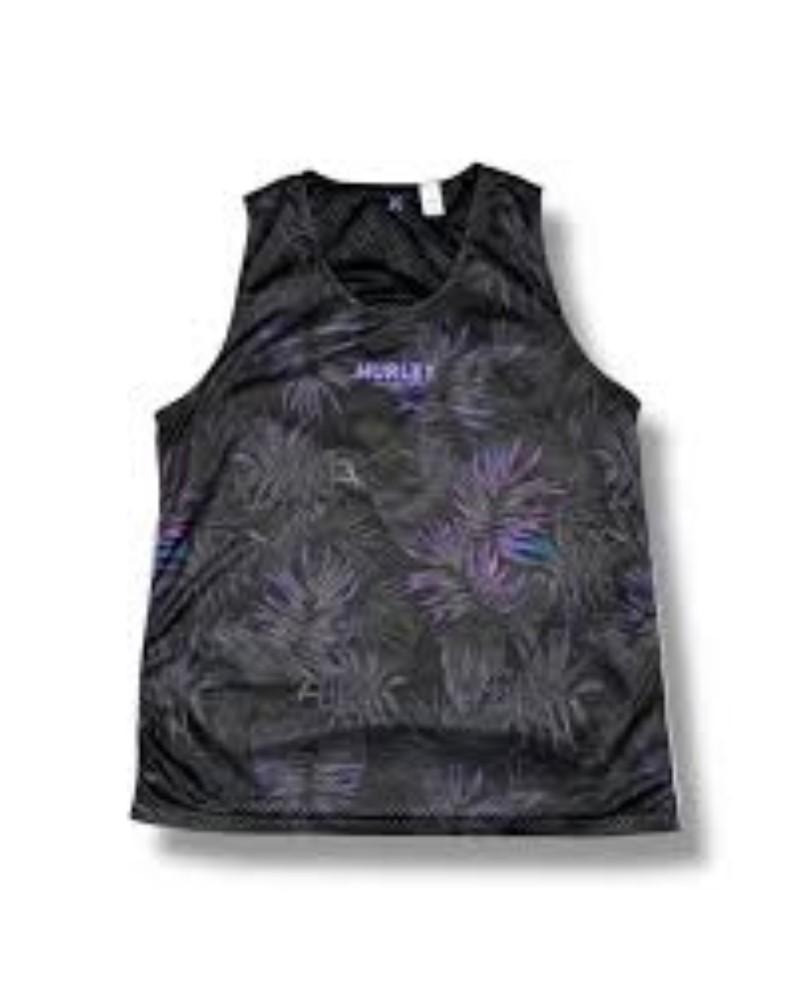 NWOT Hurley L Mesh Black Purple Palm Frond Tank Top 132610