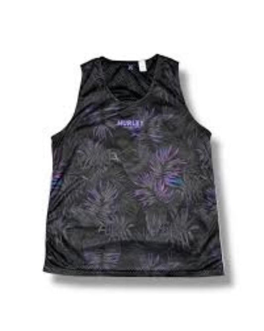 NWOT Hurley L Mesh Black Purple Palm Frond Tank Top 132610