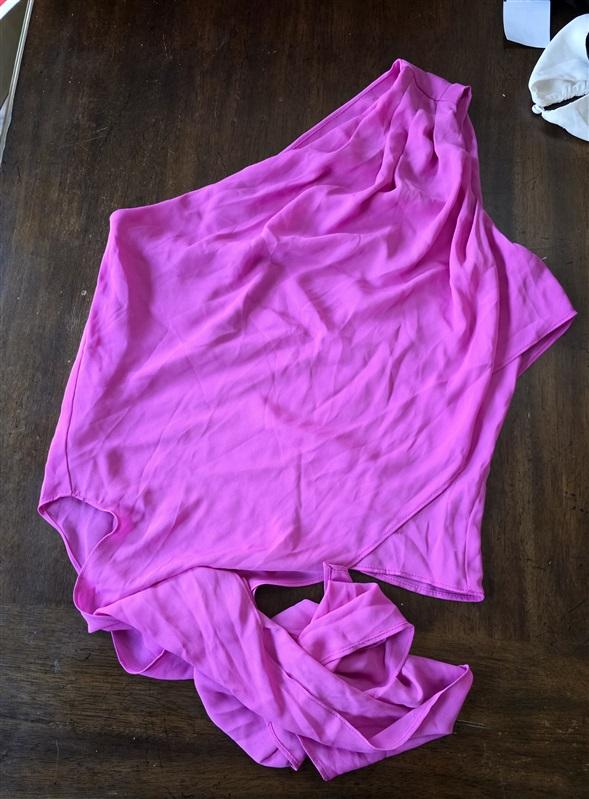 NWOT Krisa XS Pink One Shoulder Bow Tie Blouse Sleeveless Lightweight 132614