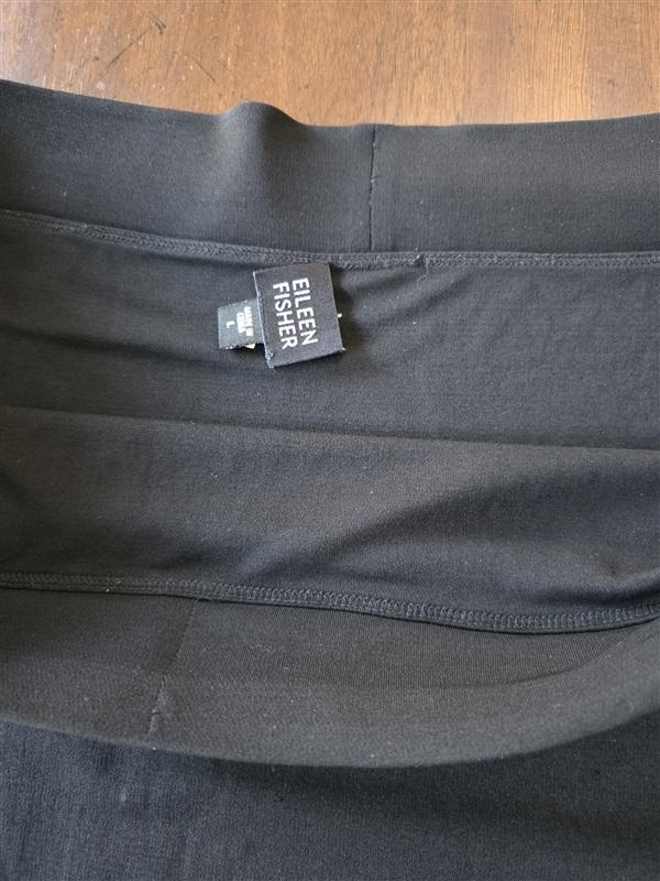 NWOT Eileen Fisher LG Black 100% Silk Skirt Stretch A Line 132618