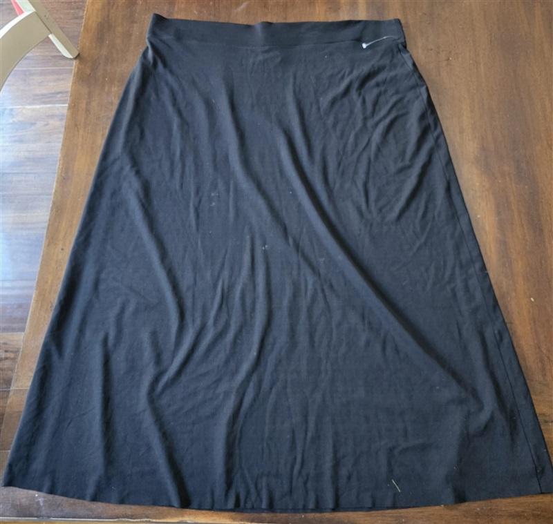 NWOT Eileen Fisher LG Black 100% Silk Skirt Stretch A Line 132618