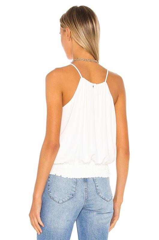 NWOT Krisa S Smocked Waist Halter Tank Elastic Hem Ivory Tank Top 132619
