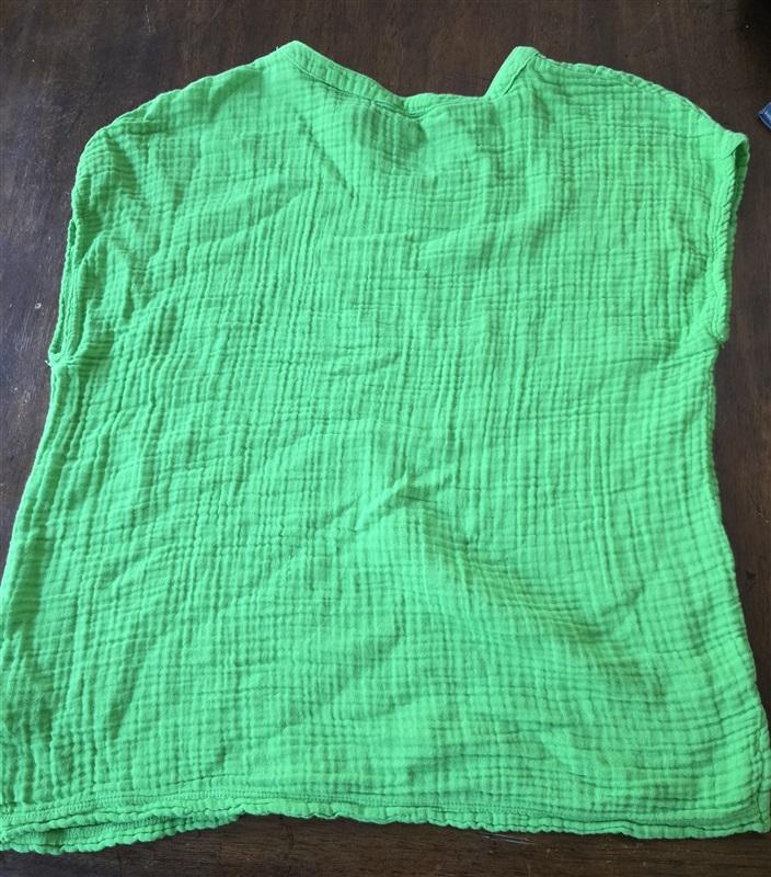 NWOT Michael Stars XS Naomi V-Neck Gauze Top Short Sleeve Green 132622