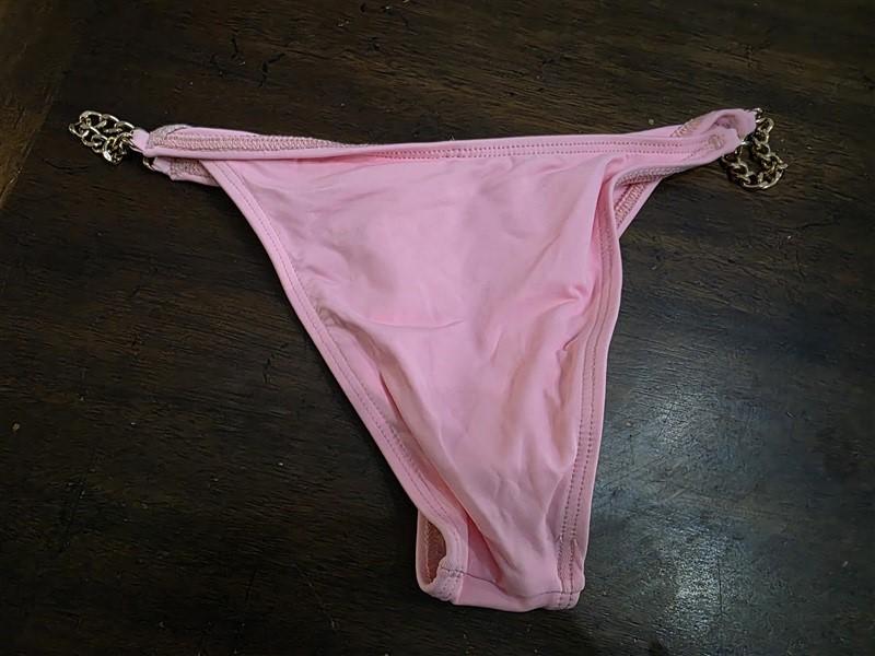 NWOTD L*Space M Van Damme Chain Link Sides Bikini Swim Bottom Pink 132624
