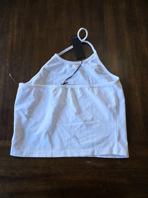 NWT Monrow M Halter Cropped Tank Top White Sleeveless Stretch 132625