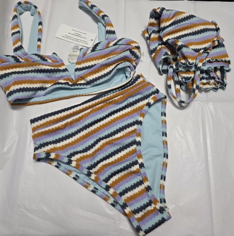 NWT L*Space Anthropologie XS Stripe Over The Moon 3pc Set Bikini Swim 132627