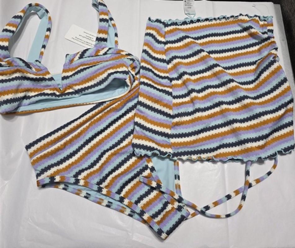 NWT L*Space Anthropologie XS Stripe Over The Moon 3pc Set Bikini Swim 132627