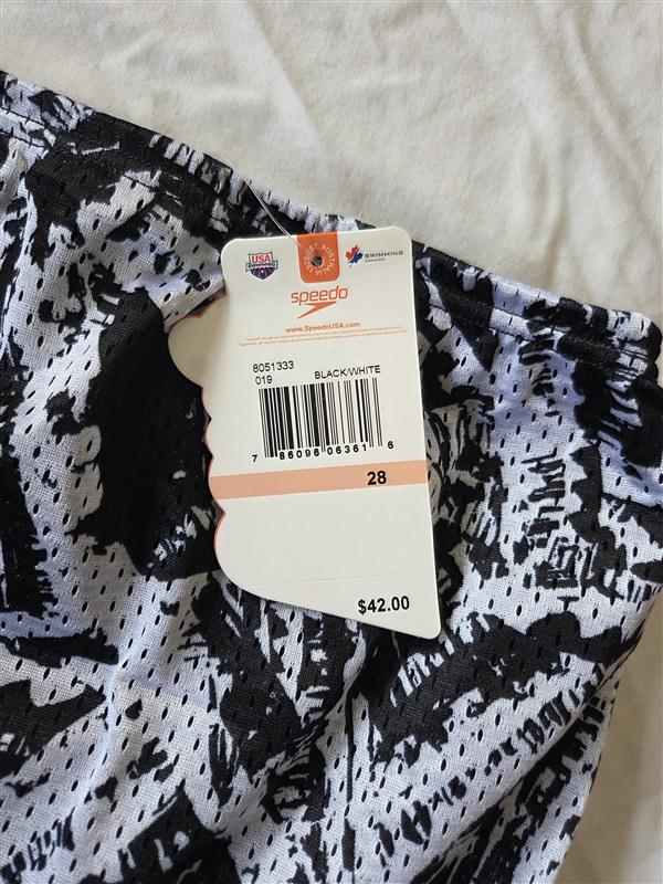 NWT Speedo 28 X-Ray Vision Mesh Flip Turns Swim Square Brief Trunk 132633
