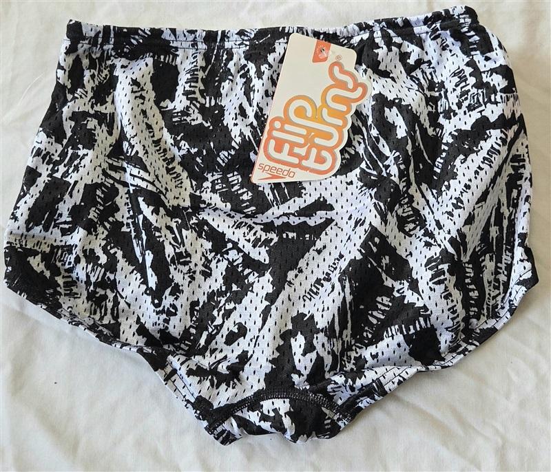 NWT Speedo 28 X-Ray Vision Mesh Flip Turns Swim Square Brief Trunk 132633