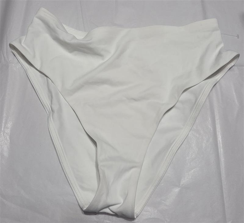 NWOTD CUUP 4 or L The Highwaist Swim Bottom White Hi Rise Bikini 132635