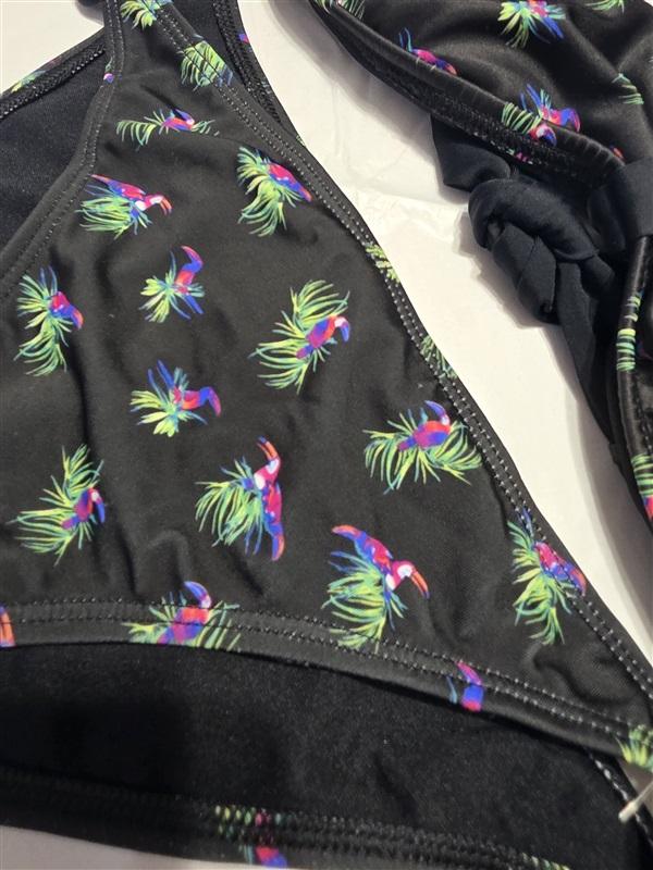 NWOT Reef M Toucan Halter Top & Bottom Black Bikini Swim 132636