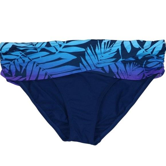 NWPT Bleu Rod Beattie 14 Palm Foldover Blue Banned Bikini Swim Bottoms 132658
